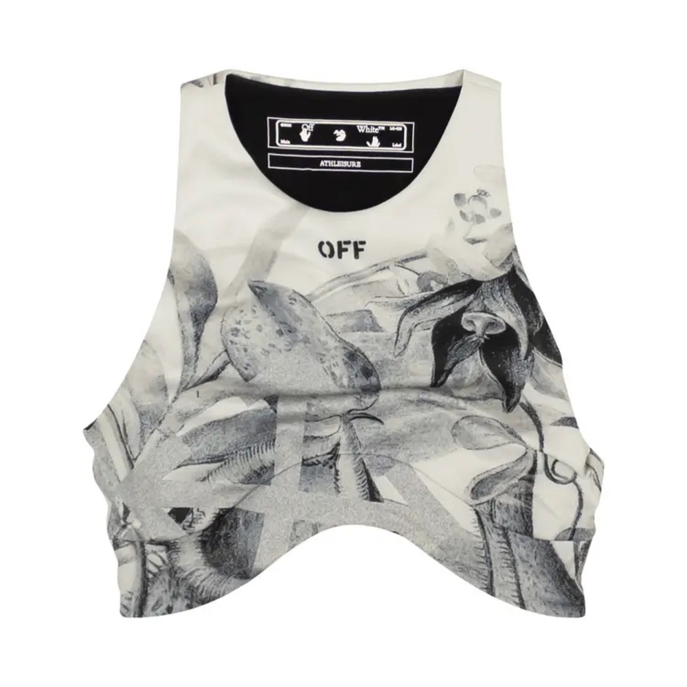 Off-White Monochrome Floral Tank